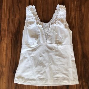 White tank with lace up front detail